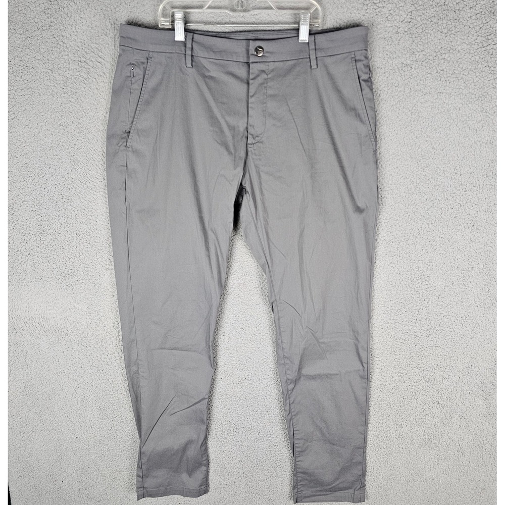 Birddogs Pants Boom Mens 36x32 Grey Khaki Chino Tapered Stretch Zipper Pocket
